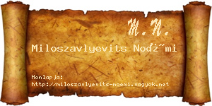 Miloszavlyevits Noémi névjegykártya